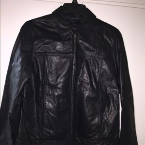 Gap Women's Black Genuine Leather Moto Jacket